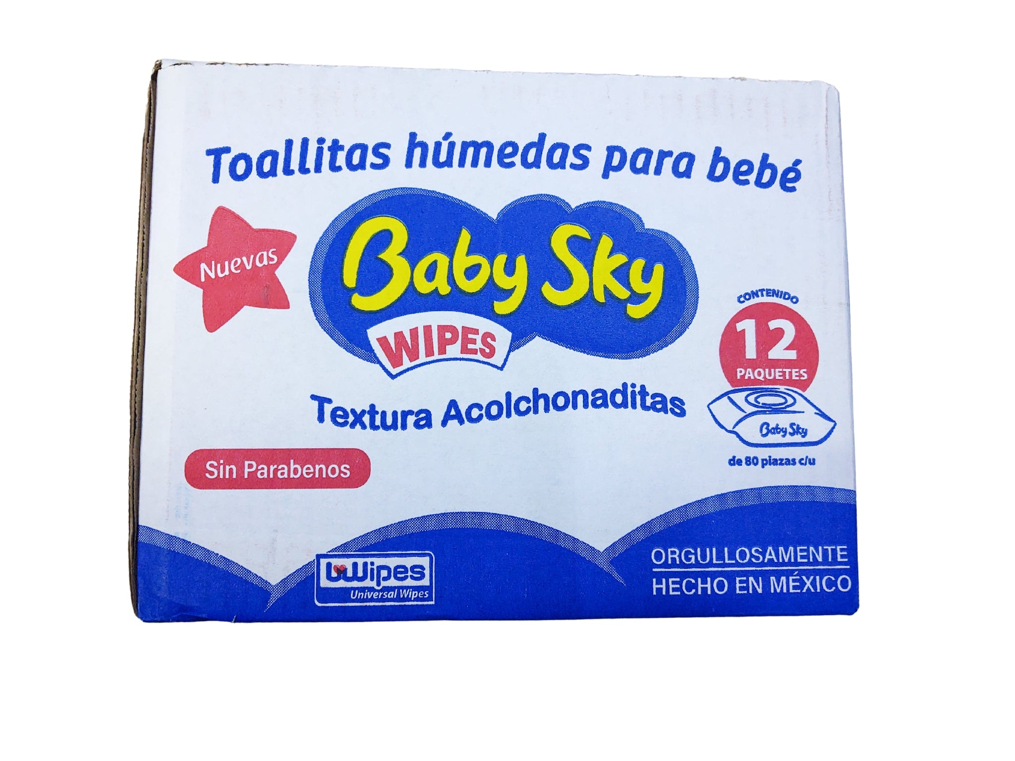 Toallitas Húmedas Para Bebé Baby Sky, Caja Con 12 Paquetes Con 80